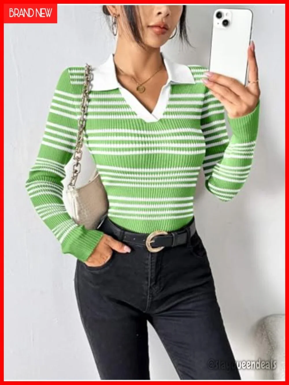 Long Sleeve V Neck Ribbed Knit Slim Fitted Sweater Pullover Size S-XXL